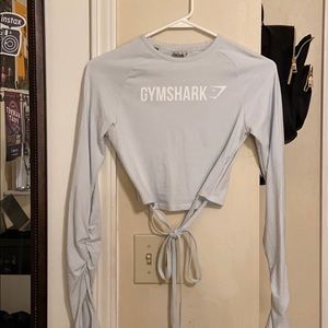 Light blue gym shark long sleeve crop